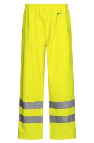 HI-VIS REGNBUKSER I KRAFTIG PU:PVC KVALITET-gul