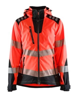 DAME HIGH VIS SOFTSHELL JAKKE rød