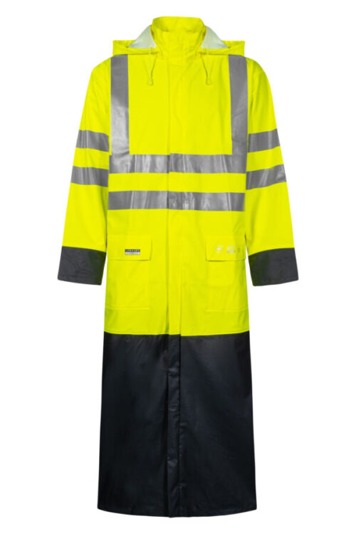 Brandhæmmende Hi-Vis regnjakke i PU kvalitet