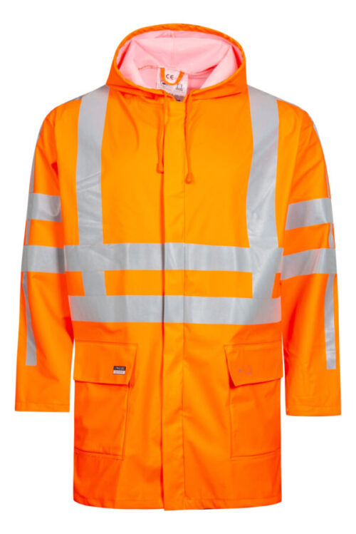 Hi-Vis regnjakke i PU kvalitet med RWS-reflekser