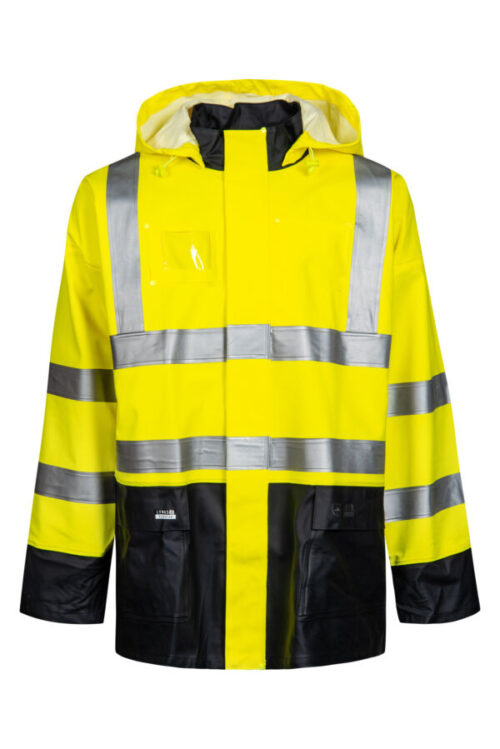 Hi-Vis regnjakke i kraftig PU/PVC kvalitet