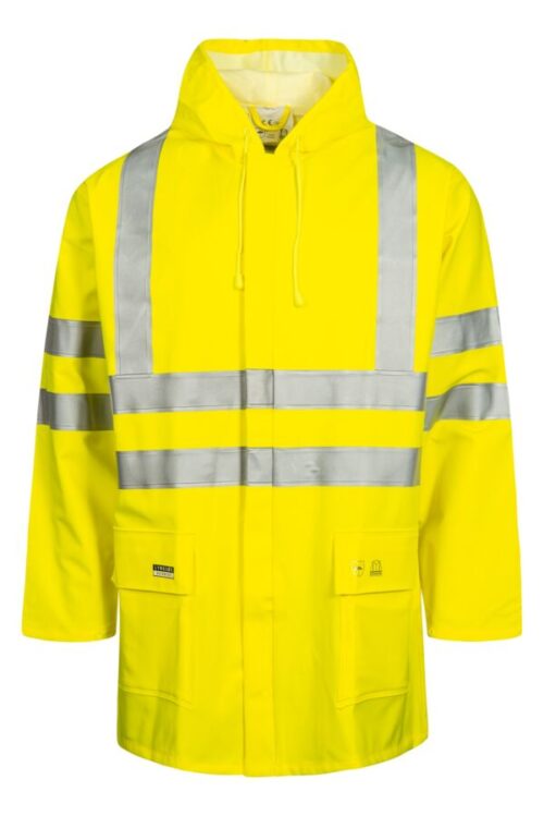 Hi-Vis regnjakke i kraftig PU/PVC kvalitet